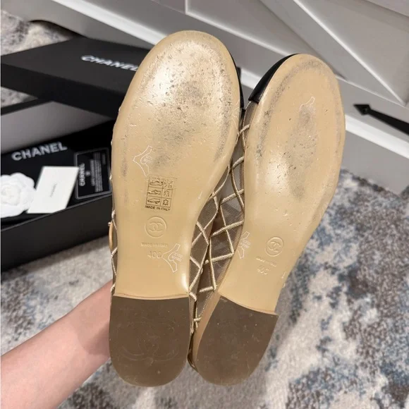 CHANEL Beige Mesh Ballet Flats - Picture 4 of 7